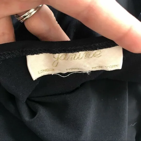 Vintage 90s Black Asymmetrical Dress Cocktail 1990 - Picture 9 of 10